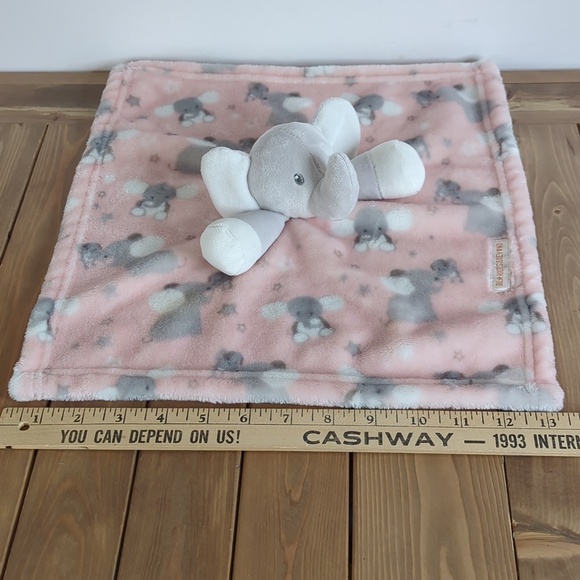 Blankets and Beyond Pink Grey Plush Elephant Baby Security Blanket - Picture 3 of 6